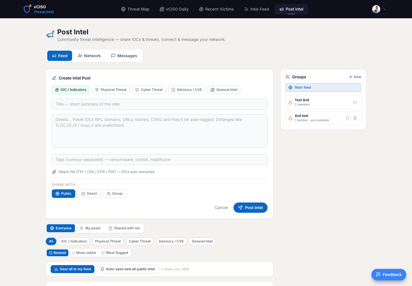 Create Intel Post composer